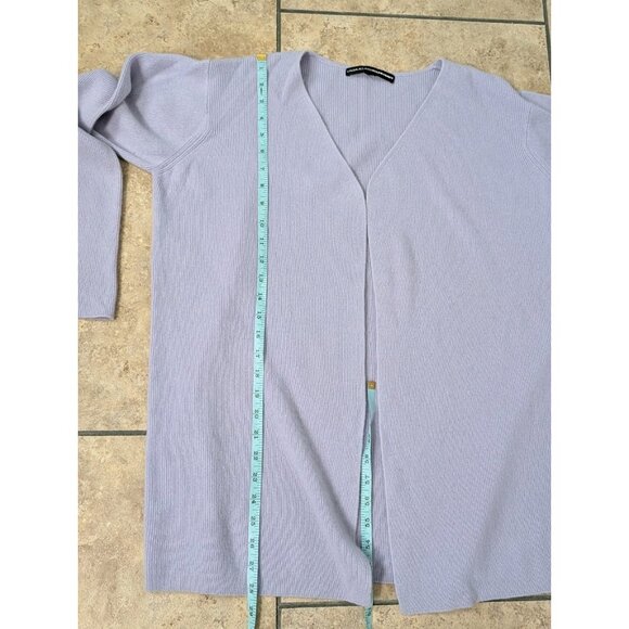 Linda Allard Ellen Tracy Purple Collarless 100% Cashmere Open Cardigan Sz M - Picture 10 of 10